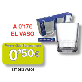 Set de 3 vasos 0'50 centimos